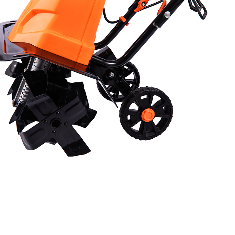 OT7A503 Electric Tiller China Garden Tool 1500W 6 cuchillas ajustables con rueda extraíble plegable